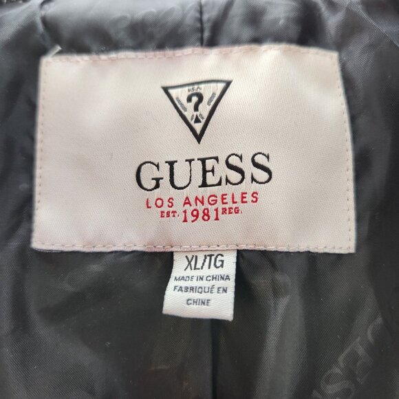 Guess Women's Black And White Tweed Wool Blend Belted Button Front Pea Coat, XL - Picture 4 of 9